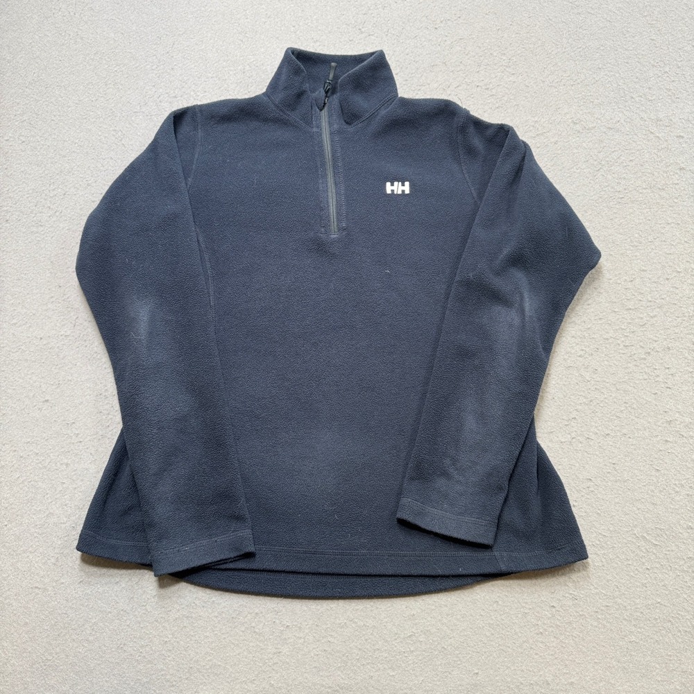 Helly Hansen Sweater Women's L Blue Fleece Lined Quarter Zip Mockneck Pullover